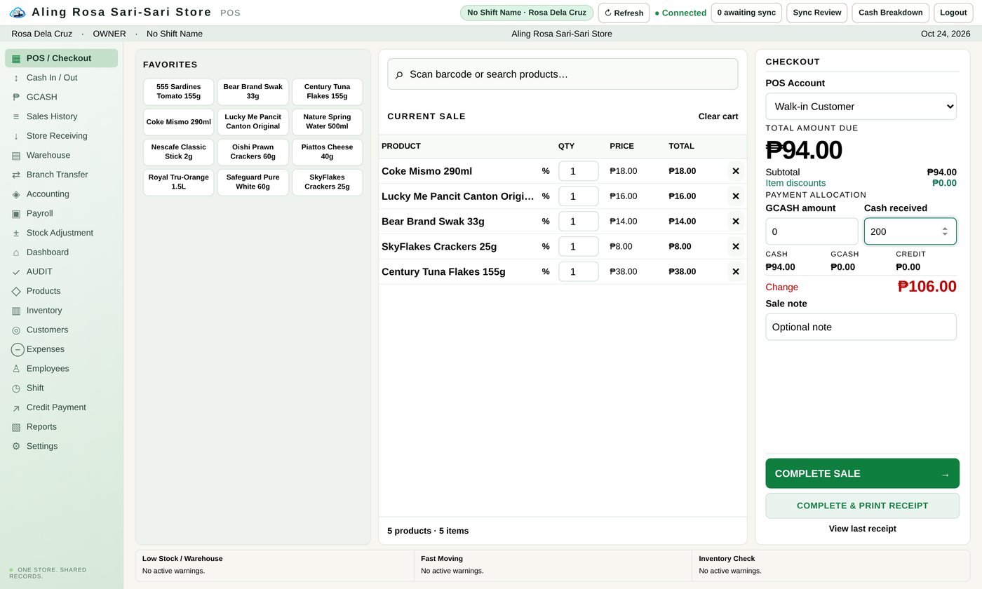 SariCloud POS checkout screen